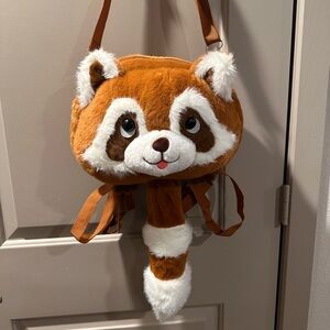 Plush raccoon backpack
